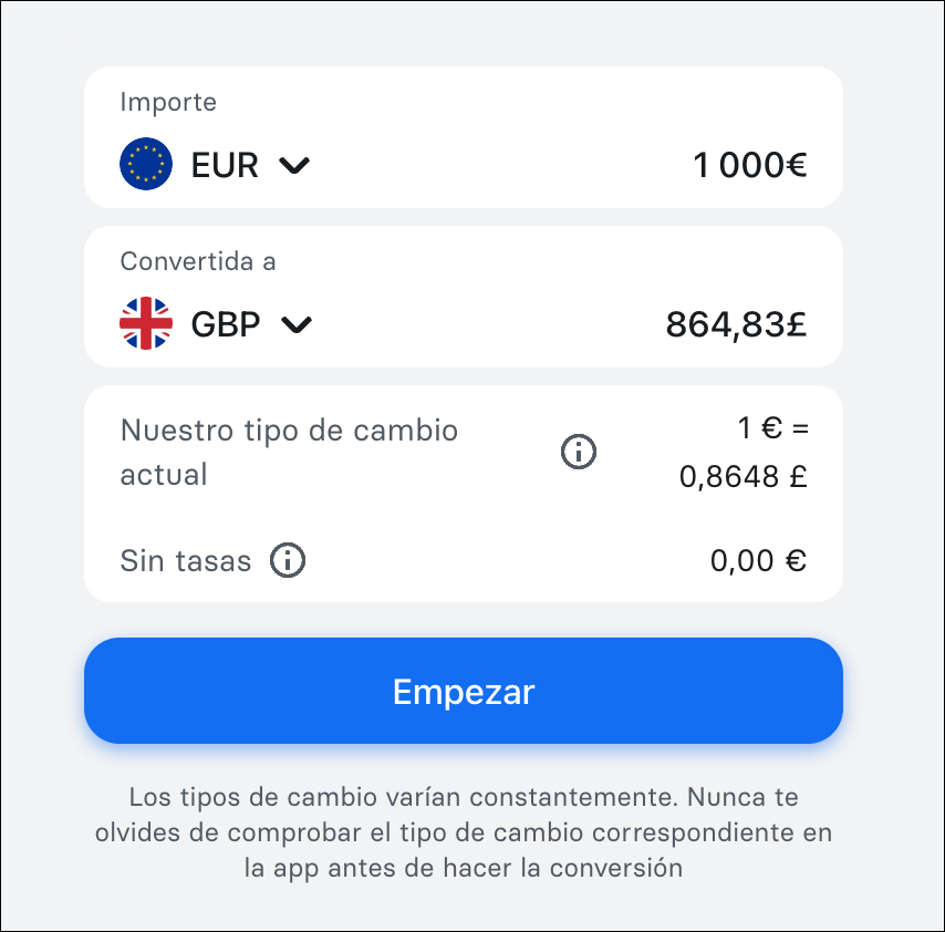 Tipo de cambio Revolut - Cambio de divisas 1 Página de tipo de cambio actual de Revolut